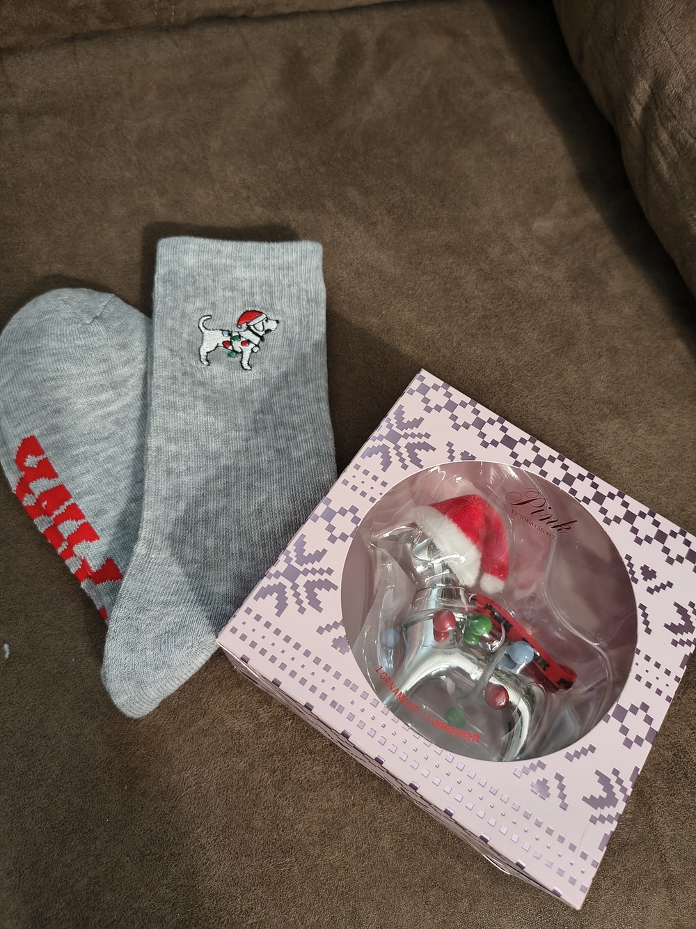 PINK Victoria's Secret Holiday Dog And Embroidered Socks ❤️